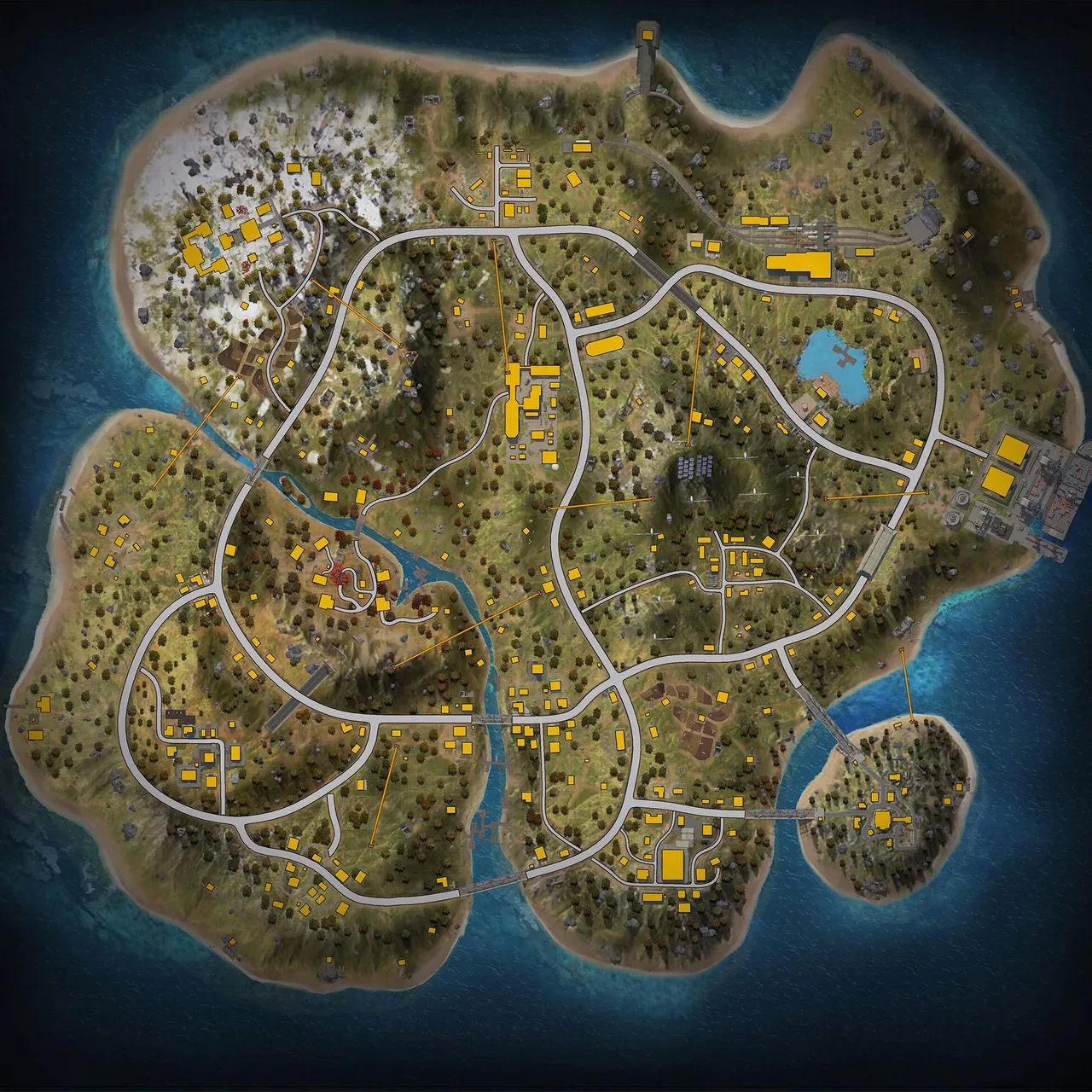 Alpine map with named locations