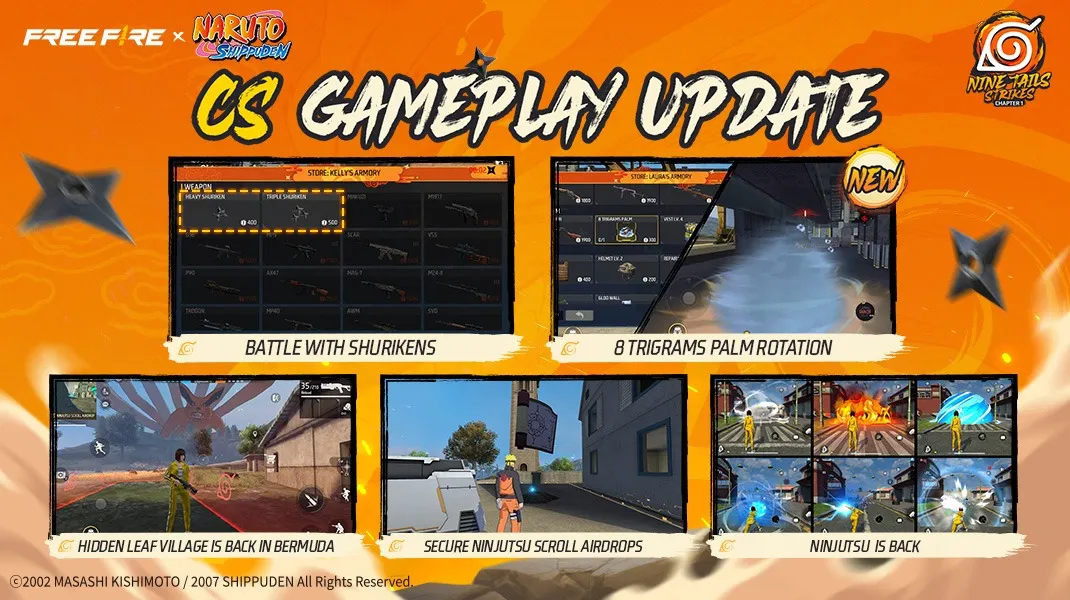 Clash Squad changes in Nine Tails Strikes: shurikens, palm rotation, Hidden Leaf Village and scroll airdrops